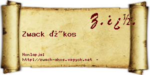 Zwack Ákos névjegykártya